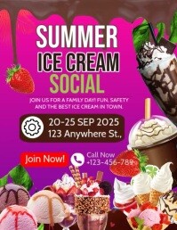 Summer Ice Cream Social instagram flyer Iflaya (Incwadi ye-US) template