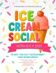 Summer ice cream social party event design template Flyer (US Letter)