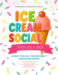 Summer ice cream social party event design template Flyer (US Letter)