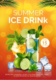 Summer Ice Drink Flyer Template A3