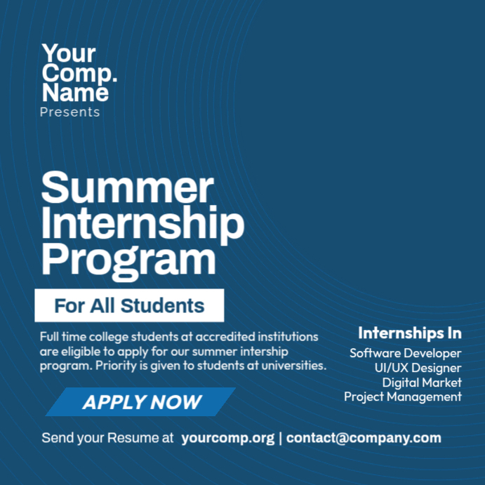 Summer Internship Program Ad Post Template PosterMyWall