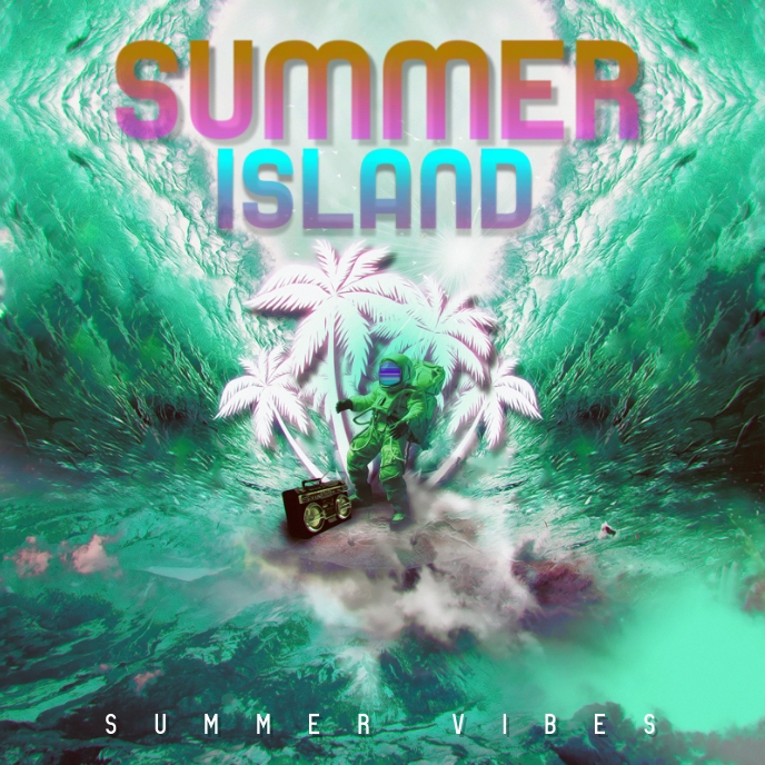 Summer Island Album Artwork Template ปกอัลบั้ม