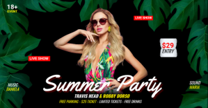 Summer Jungle Night Party Banner Изображение, которым поделились на Facebook template