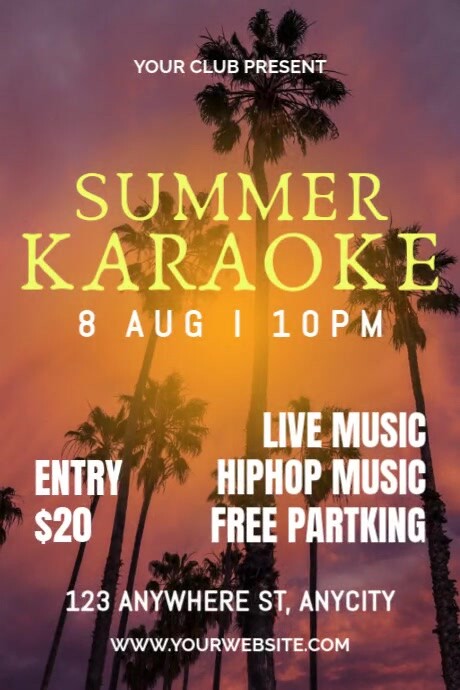 SUMMER KARAOKE Cartaz template