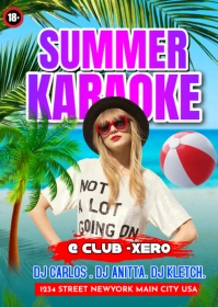summer karaoke design A6 template