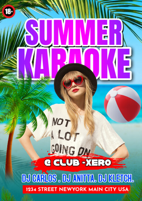 summer karaoke design A6 template