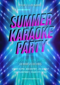 summer karaoke night party video flyer A4 template