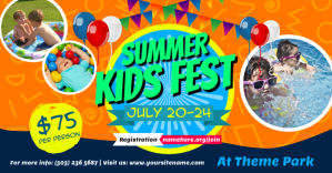 Orange Summer Kids Fest Educational Design Imagen Compartida en Facebook template