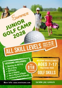 Summer kids golf flyer A1 template