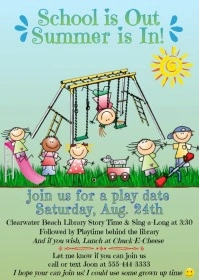 Summer Kids Play Date Invitation A6 template