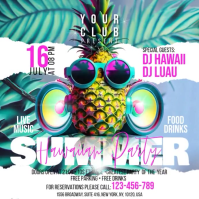 Summer Luau Party โพสต์บน Instagram template