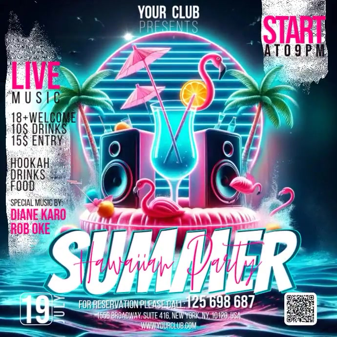 Summer Luau Party Pos Instagram template