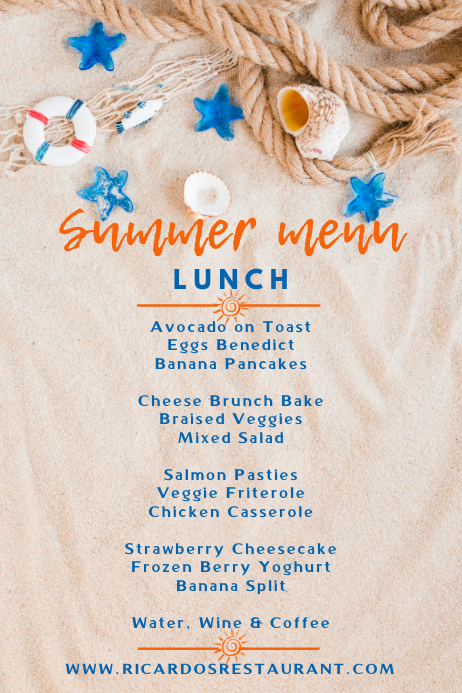 Summer Lunch Menu Template | PosterMyWall