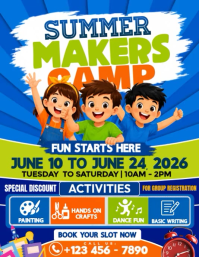 Summer Makers Camp Kids Flyer Pamflet (Letter AS) template