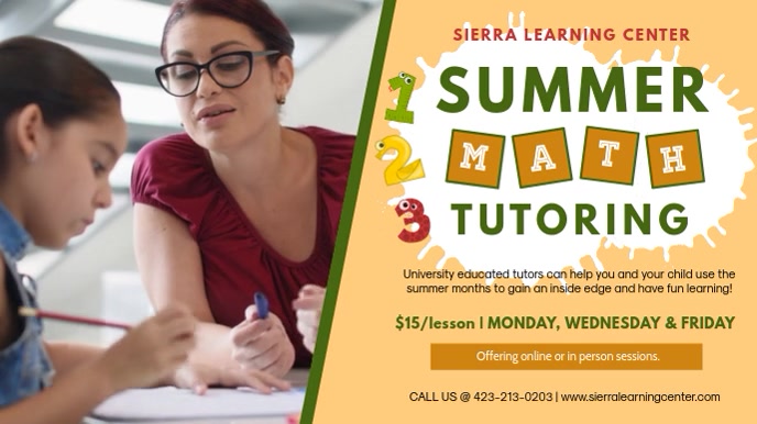 Summer Math Tutor Service Banner Template | PosterMyWall