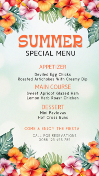 summer menu ,event, summer, party История на Instagram template