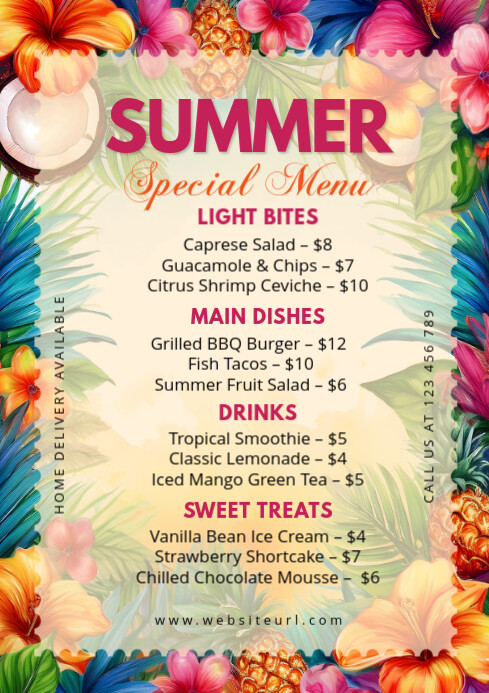summer menu ,event, summer, party Template | PosterMyWall