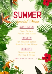 summer menu ,event, summer, party A1 template