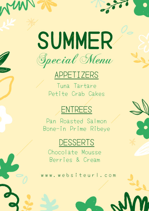 summer menu ,event, summer, party A4 template