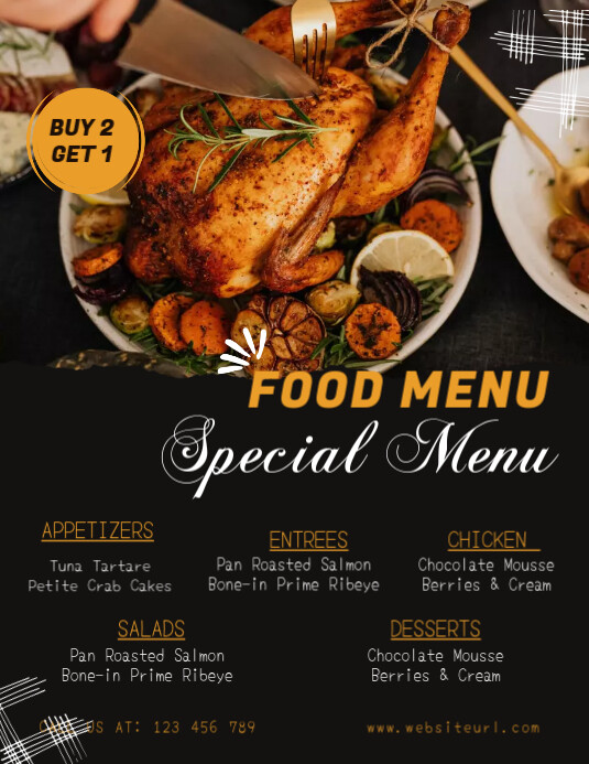 summer menu ,event, menu Рекламная листовка (US Letter) template