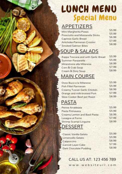 Thanksgiving menu, summer, menu A2 template