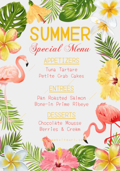 summer menu ,event, summer, party A5 template