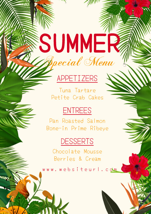 summer menu ,event, summer, party A1 template