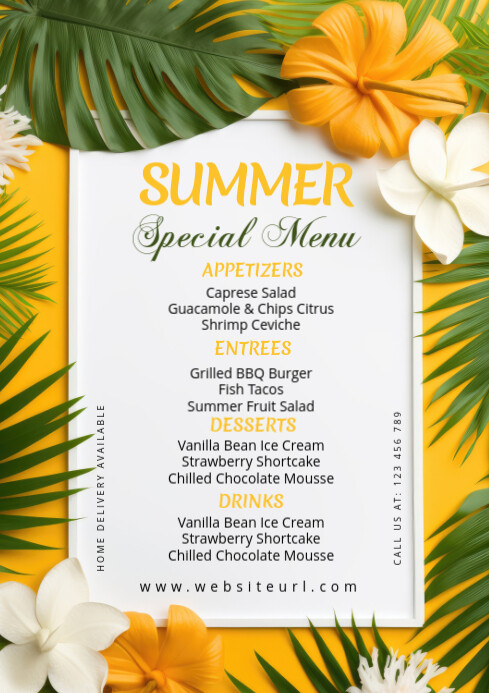 summer menu ,event, summer, party A1 template