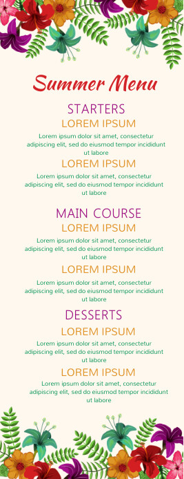 summer menu ,event, summer, party Letter Setengah Halaman template