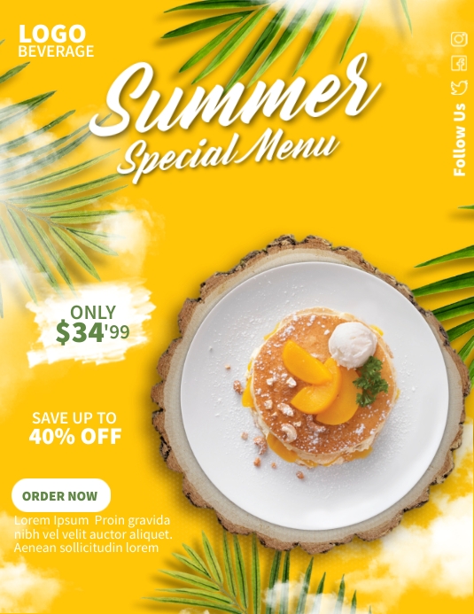 Summer Menu Ads Template | PosterMyWall