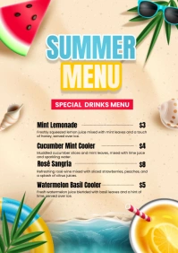 summer menu A4 template