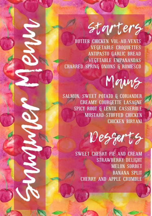 Summer Menu Template | PosterMyWall