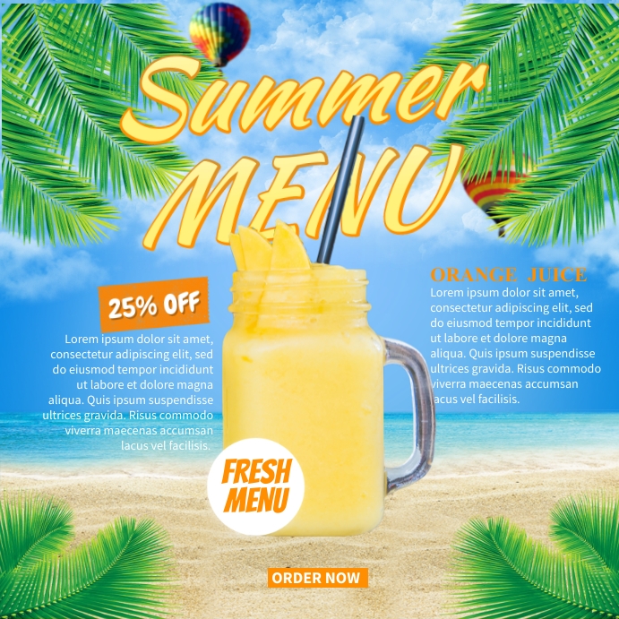 Summer Menu Template | PosterMyWall