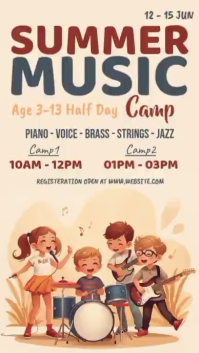 Yellow Summer Music Camp Digitalt display Template