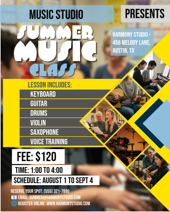 Summer Music Class Instagram Portrait template