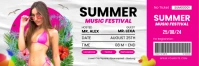 Summer Music Festival Ticket Template Баннер 2 фута × 6 футов