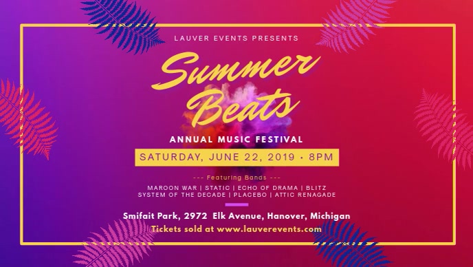 Summer Music Festival Video Banner Facebook-covervideo (16:9) template