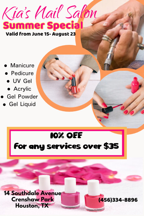 Summer Nail salon poster template