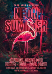 Summer Neon Party A4 template
