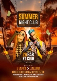 Summer night club ad A6 template
