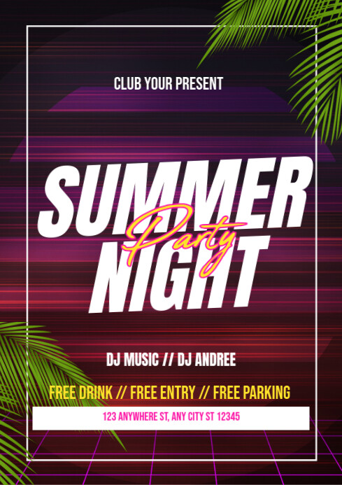 Summer night party A4 template