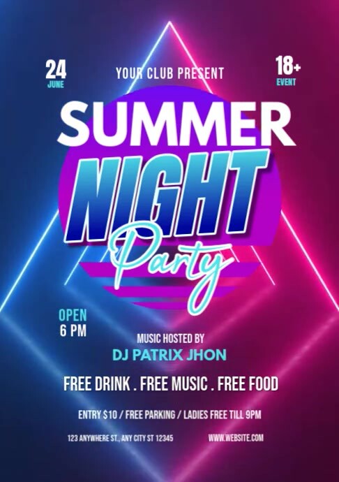 Summer night party A4 template