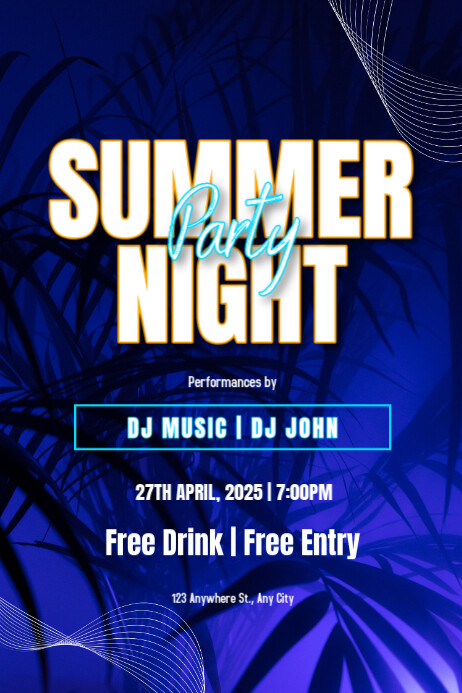 Summer night party Plakkaat template