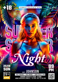 SUMMER NIGHT PARTY A6 template