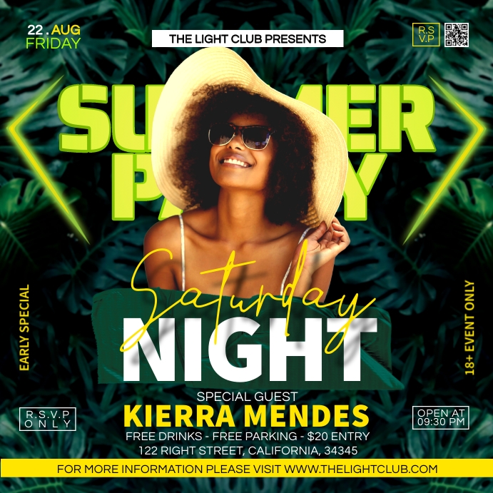 Summer Night Party DJ Ads Publicação no Instagram template