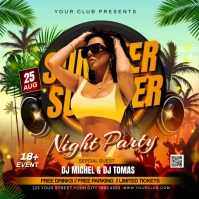 Summer Night Party Flyer Vierkant (1:1) template