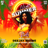 Summer Night Party Flyer Instagram Post template
