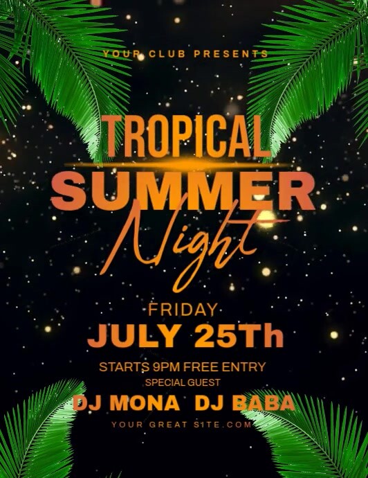 Summer night party flyer template Pamflet (VSA Brief)