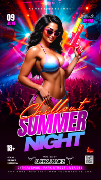 Summer Night Party Poster Flyer Instagram Story template