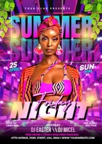 Summer Night Party Video Flyer A4 template
